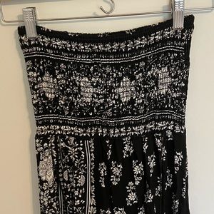 Fashion Nova Black and White Strapless Maxi Dress with Side slits